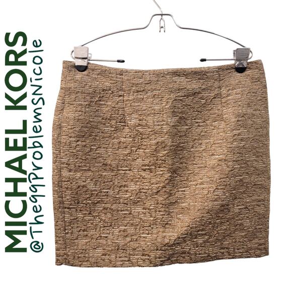 Michael Kors Gold Brocade Mini Skirt - Picture 1 of 8